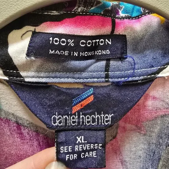 VTG Daniel Hechter 100% cotton colorful Hawaiian surf sail button-down shirt XL - Picture 3 of 13